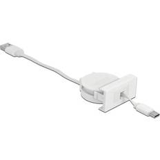 DeLock USB A-USB C - USB-kabel - Vita Kablar DeLock Retractable USB A-USB C 0.5m