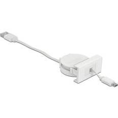 Platt - USB-kabel Kablar DeLock Retractable USB A-USB Micro B 0.5m