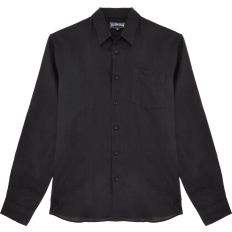 Herr - Linneskjortor - Svarta Vilebrequin Linen Solid Shirt - Black