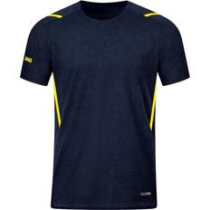JAKO Challenge T-shirt Unisex - Seablue Melange/Neon Yellow