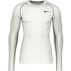 Herr - Stretch - Vita T-shirts & Linnen Nike Pro Dri-Fit Long-Sleeved Top Men - White/Black
