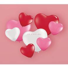 Folat ballonguppsättning hjärtan 25/16 cm latex röd/rosa/vit 8 st