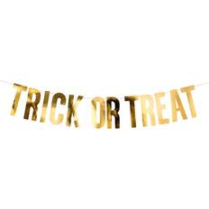 PartyDeco Trick Or Treat Halloween Guld Banner Girlang