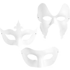 Clowner - Plast Maskeradkläder Creativ Company Maskerad Mask av Kartong Vita 12 st
