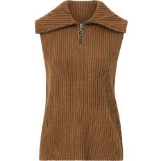 Object Collector's Item Rachel Roll Neck Zip Waistcoat - Sepia