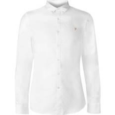 FARAH Herr Överdelar FARAH Brewer Slim Fit Organic Cotton Oxford Shirt - White