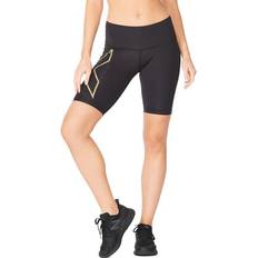Löpning Shorts 2XU Light Speed Mid-Rise Compression Shorts Women - Black/Gold Reflective