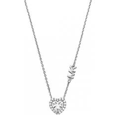 Michael Kors Brilliance Heart & Logo Necklace - Silver/Transparent