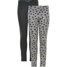 Minymo Sweat with Print Leggings 2-pack - Heather Gray/Leopard (5900-131)