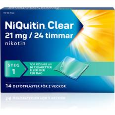 Nikotinplåster Receptfria läkemedel NiQuitin Clear 21mg/24 Timmar 14 st Plåster