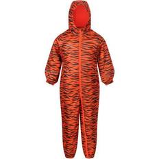 Isolerande funktion Regnoveraller Regatta Kid's Printed Splat II Waterproof Puddle Suit - Blaze Orange Tiger