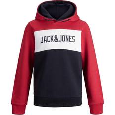 Jack & Jones Junior Logo Decorated Sweatsid Hoodie - Red/Tango Red