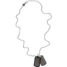 Diesel Double Dogtag Necklace - Silver/Black