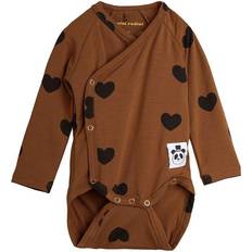Bodys Barnkläder Mini Rodini Basic Hearts Wrap Body - Brown (1000007416)