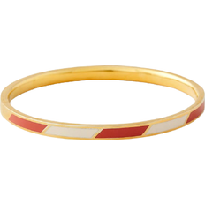 Armband Design Letters Striped Candy Bangle - Gold/White/Red