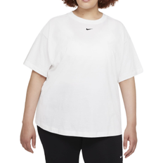 Nike Bomull - Dam - Vita T-shirts Nike Sportswear Essential Women's Oversized Short-Sleeve Top Plus Size - White/Black