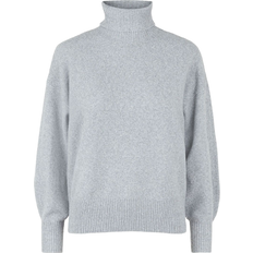 Pieces Cava Knitted Pullover - Light Grey Melange