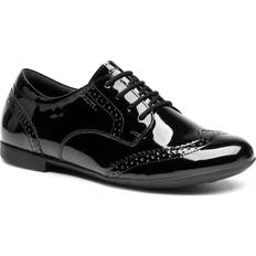 Geox PLIE B Girls Lace Up School Shoes Patent - Black