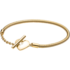 Pandora Guld Armband Pandora Moments Heart T-Bar Snake Chain Bracelet - Gold