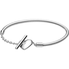 Pandora Moments Heart T-Bar Snake Chain Bracelet - Silver