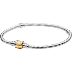 Pandora Guld Armband Pandora Moments Two-Tone Barrel Clasp Snake Chain Bracelet - Silver/Gold