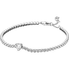 Pandora Blank Armband Pandora Sparkling Heart Tennis Bracelet - Silver/Transparent