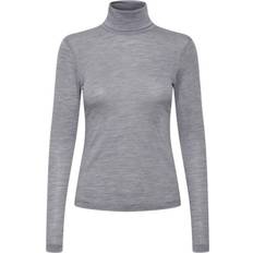 Gestuz Tröjor Gestuz Sivida Wool Rollneck Noos Sweater - Grey Melange