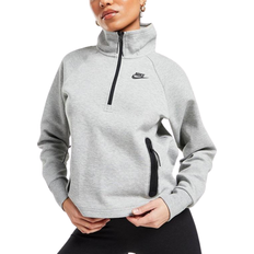 26 - Dam - Fleecetröjor & Piletröjor Nike Sportswear Tech Fleece 1/4-Zip Top Women's - Dk Grey Heather/Black