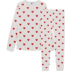 Petit Bateau Pyjamasar Barnkläder Petit Bateau Heart Print Pajamas - White