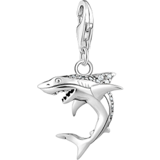Thomas Sabo Blank Berlocker & Hängen Thomas Sabo Charm Club Collectable Shark Charm Pendant - Silver/Transparent
