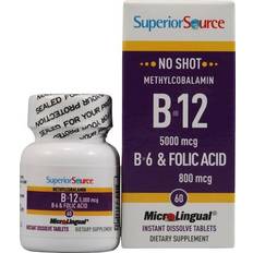 Superior Source No Shot B-12 B6 and Folic Acid 5000 mcg 60 Tablets