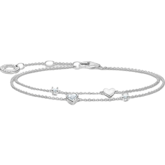 Thomas Sabo Vita Armband Thomas Sabo Charm Club Delicate Hearts Bracelet - Silver/Transparent