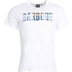 Barbour Bomull - Vita T-shirts Barbour Thurso Plaid Logo Cotton Graphic T-shirt - White
