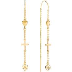 Lund Copenhagen Marguerit with Faith Hope and Love Earrings - Gold/White