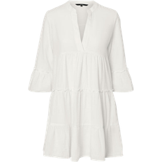 Vero Moda Bomull - Dam - Korta klänningar Vero Moda Heli 3/4 Short Dress - White/Snow White