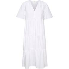 Bomull - Dam - Enfärgade - Knälånga klänningar Part Two Pam Dress - Bright White