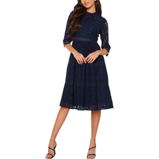 Bomull - Dam - Enfärgade - Knälånga klänningar Happy Holly Madison Lace Dress - Navy
