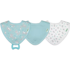 Green Sprouts Muslin Stay-dry Teether Bibs made from Organic Cotton Aqua Fox 3 pack