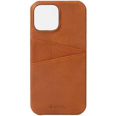 Krusell Mobiltillbehör Krusell Leather CardCover iPhone 13 Cognac