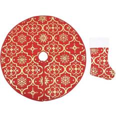 Be Basic Julgranskrage lyxig med röd strumpa 122 cm tyg Röd Julgran