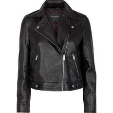12 - Dam Jackor Selected Katie Leather Jacket - Black