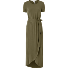 Enfärgade - Långa klänningar - XL Object Short Sleeve Tie Band Maxi Dress