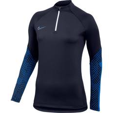 Nike Dam - Elastan/Lycra/Spandex - Vita T-shirts Nike Football – Strike Drill – Marinblå topp med kort dragkedja
