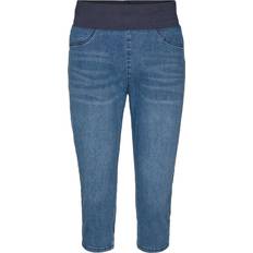 Dam - Polyester Jeans Freequent Shantal Capri Denim Mellanblå Dam XS=34/36