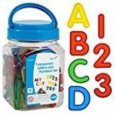 Learning Advantage edxeducation Transparent Letters and Numbers Mini Jar Colorful, Plastic Letters and Numbers Light Box Accessory Sensory Play Practice Counting and Spelling