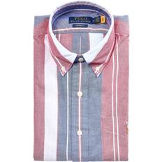 Herr - Multifärgade Skjortor Polo Ralph Lauren Stripe Short Sleeve Oxford Shirt - Blue/Red