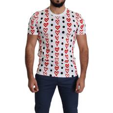 Dolce & Gabbana Bomull - Herr - Vita T-shirts Dolce & Gabbana Mens Hearts Print Cotton Men Top T-shirt