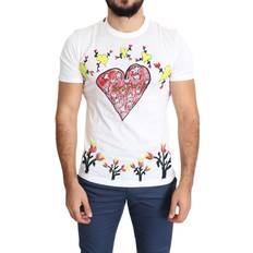 Dolce & Gabbana Bomull - Herr - Vita T-shirts Dolce & Gabbana Mens Saint Valentine Print Cotton Men T-shirt