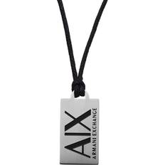 Armani Exchange Dog Tag Necklace - Silver/Black