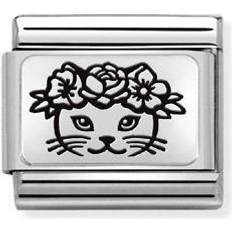 Nomination Classic Silvershine Cat Flowers 330111/23